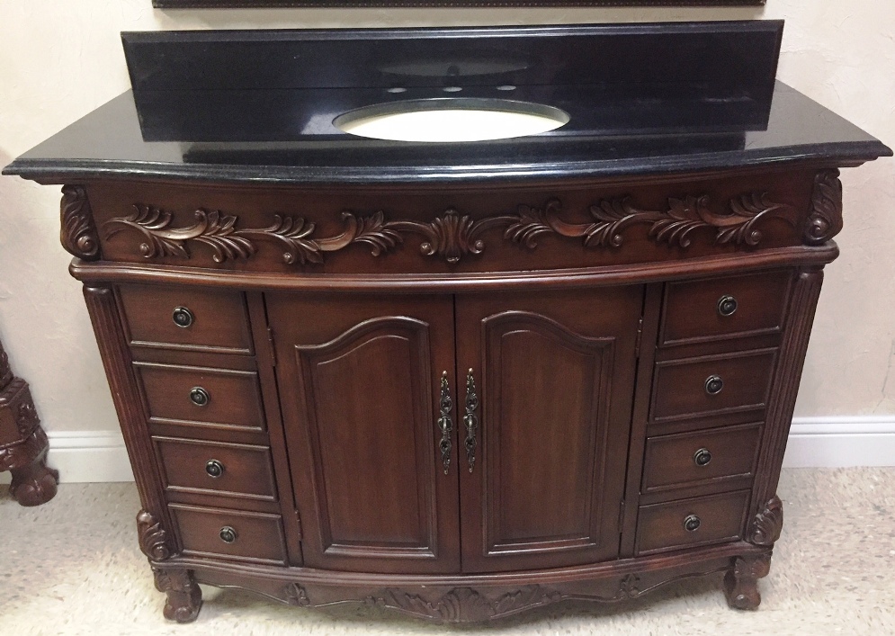 48inch Utah Vanity Black Top Vanity Cream Top Vanity